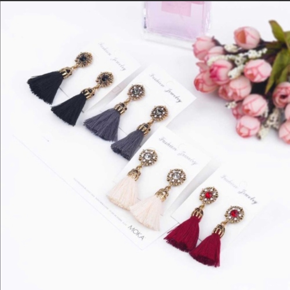 Jeweled Tassel Earrings